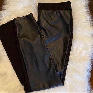 Faux leather and knit leggings